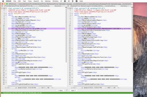 CFBundleIdentifer Fixer - plist File Before/After Comparison in BBEdit