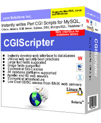 CGIScripter 1.62 EE - adds support for generating Perl CGI scripts for Access and SQL Server databas