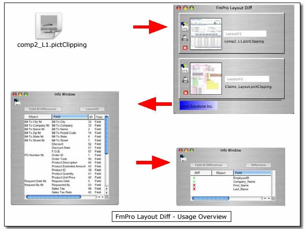 FmPro Layout Diff - Usage Screenshots