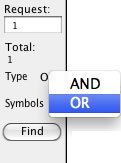 Find Mode AND/OR Search Menu