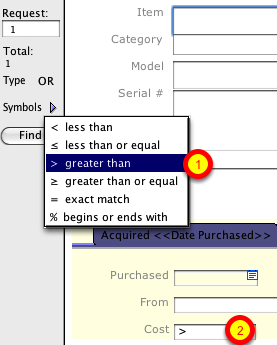 Find Mode Symbols Menu