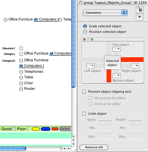 Layout Object Group and Geometry Manager