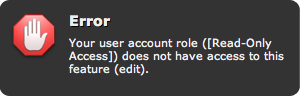 Read Only Role - Edit Action Error Dialog