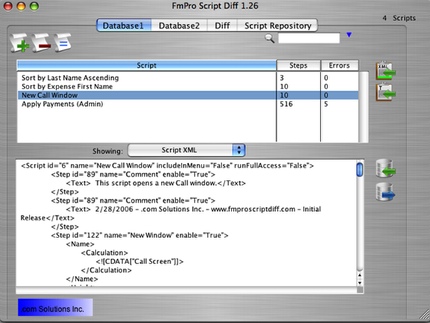 FmPro Script Diff - Script XML Editing