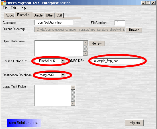 Figure 2 - FileMaker Parameters