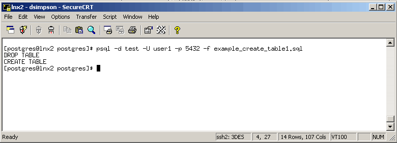 Figure 13 - Create the PostgreSQL Table